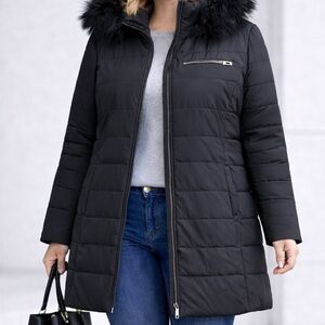 NEW Halitech puffer jacket Solid Black full zip closure With removable hood 2X